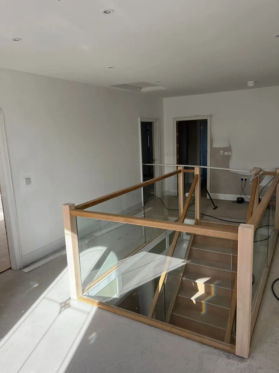 Glass and timber balustrade on a new staircase